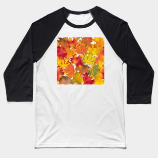 Fall Leaves Tile Baseball T-Shirt